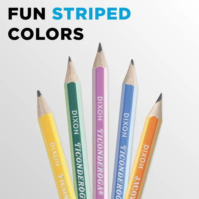 Alt view image 4 of 7 - X13910 Striped Wood-Cased Pencils, 2 HB Soft, Pre-Sharpened, 10 Count, Assorted Colors