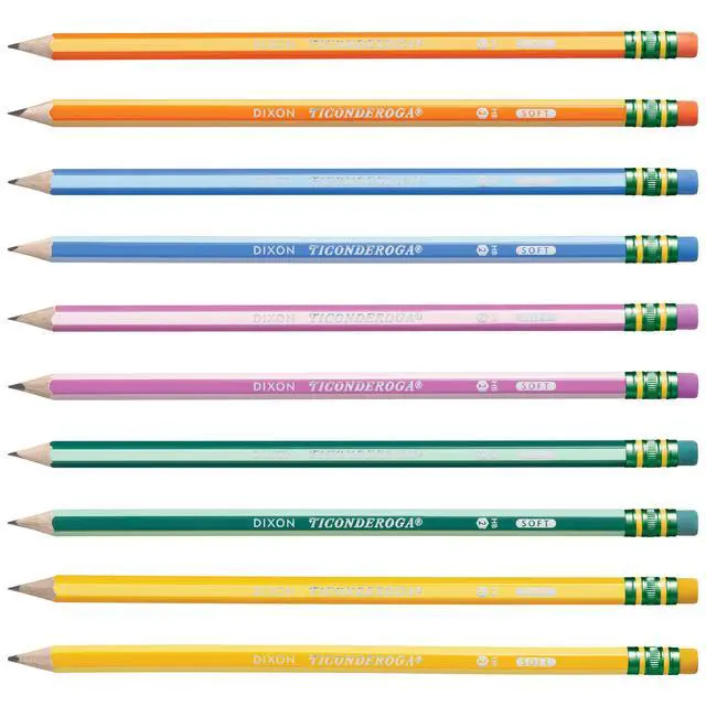 Alt view image 2 of 7 - X13910 Striped Wood-Cased Pencils, 2 HB Soft, Pre-Sharpened, 10 Count, Assorted Colors