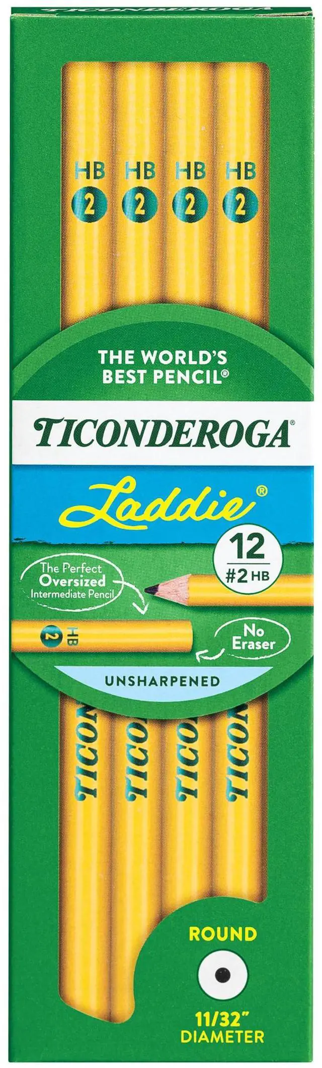 Main image of Laddie Pencils, Wood-Cased #2 HB Soft without Eraser, Yellow, 12-Pack (13040)