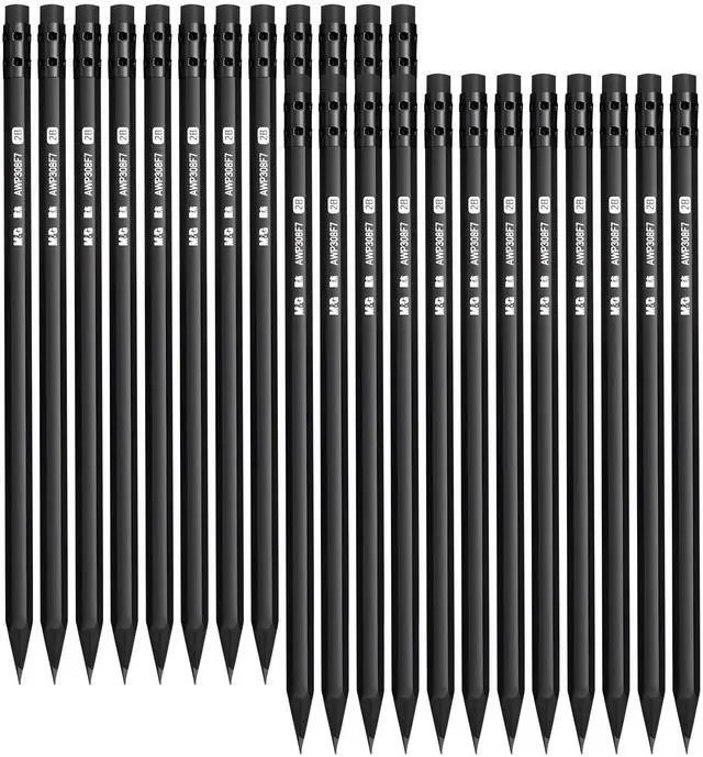 Main image of Wood-Cased 2B Pencils, 24 Pack Pre-Sharpened Pencils with Top Erasers, Bulk Black Pencils for School Teacher Supplies, Writing, Drawing and Sketching