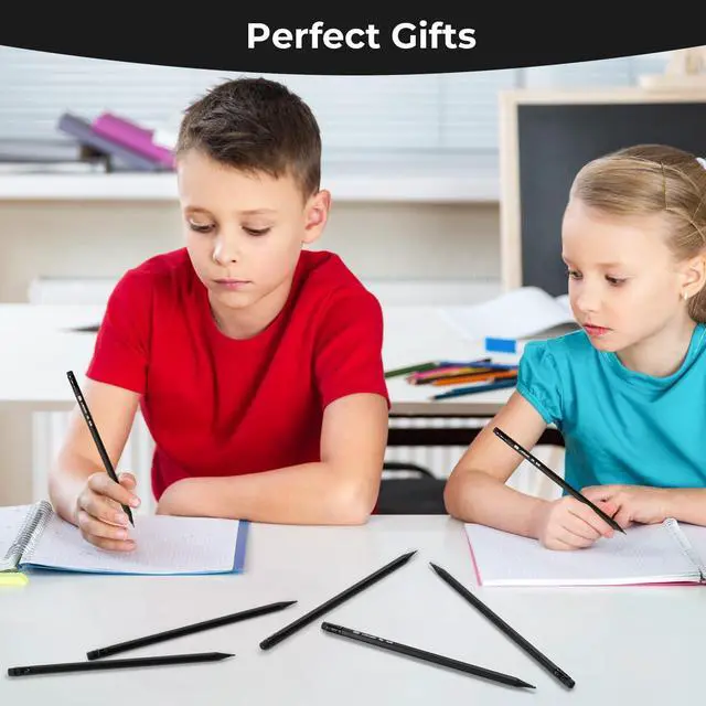 Alt view image 6 of 7 - Wood-Cased 2B Pencils, 24 Pack Pre-Sharpened Pencils with Top Erasers, Bulk Black Pencils for School Teacher Supplies, Writing, Drawing and Sketching