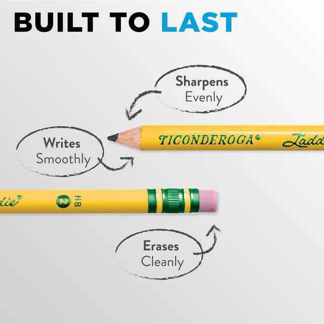Alt view image 5 of 7 - Laddie Wood-Cased Pencils, #2 HB Soft, With Erasers, Yellow, 12 Count