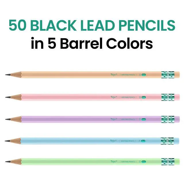 Alt view image 2 of 7 - 50 Pack Wood-Cased #2 HB Pencils, Bulk Pre-Sharpened Pencils with Top Erasers, Perfect for School & Classroom Writing and Drawing - Macaron