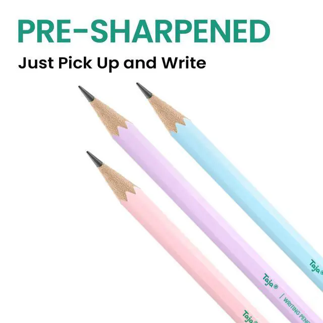 Alt view image 4 of 7 - 50 Pack Wood-Cased #2 HB Pencils, Bulk Pre-Sharpened Pencils with Top Erasers, Perfect for School & Classroom Writing and Drawing - Macaron