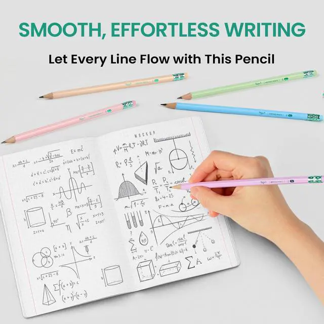 Alt view image 5 of 7 - 50 Pack Wood-Cased #2 HB Pencils, Bulk Pre-Sharpened Pencils with Top Erasers, Perfect for School & Classroom Writing and Drawing - Macaron