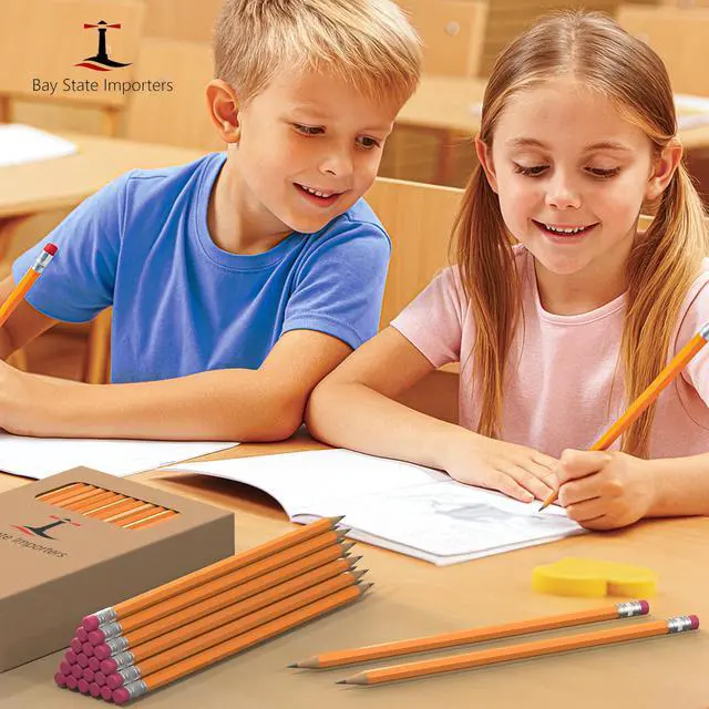 Alt view image 4 of 6 - #2 HB Pencils Bulk 50 Pack | Pre-Sharpened Yellow Wood Pencils with Erasers, Smooth Writing for School, Classroom, Teachers, Office, Exams & Drawing