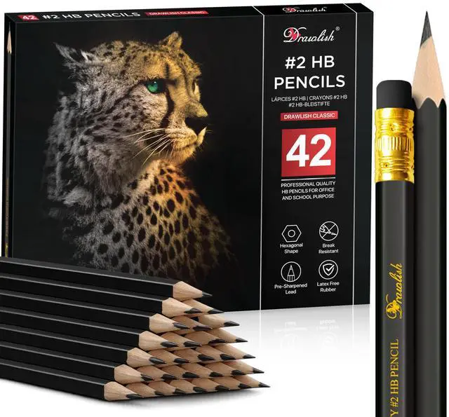 Main image of Pre Sharpened Pencils #2, Wood-Cased Lead Pencils for Kids, 42 Count, Black HB, Eraser Top, School & Art Use