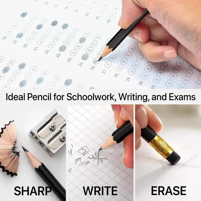 Alt view image 5 of 7 - Pre Sharpened Pencils #2, Wood-Cased Lead Pencils for Kids, 42 Count, Black HB, Eraser Top, School & Art Use