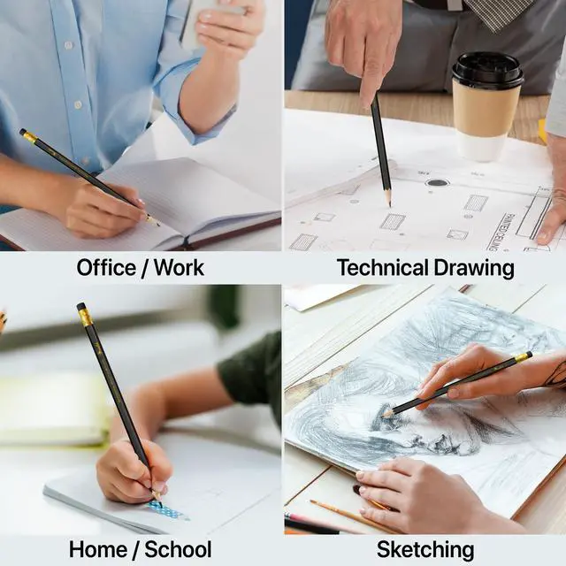 Alt view image 7 of 7 - Pre Sharpened Pencils #2, Wood-Cased Lead Pencils for Kids, 42 Count, Black HB, Eraser Top, School & Art Use
