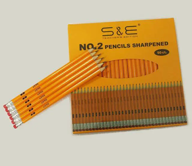 Alt view image 3 of 4 - #2 HB Pencils 50 Pack, Pre-Sharpened Wood-Cased Pencils with Eraser Tops, Yellow Bulk Pencil for School Teacher Supplies, Writing, Drawing, Sketching & Exams