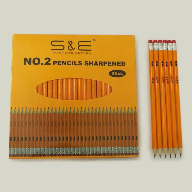 Alt view image 4 of 4 - #2 HB Pencils 50 Pack, Pre-Sharpened Wood-Cased Pencils with Eraser Tops, Yellow Bulk Pencil for School Teacher Supplies, Writing, Drawing, Sketching & Exams