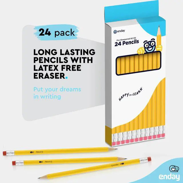 Alt view image 4 of 6 - Presharpened #2 Pencils 24 Count, Wood-Cased Yellow Sharpened Pencils with Latex-Free Eraser, for School, Office and Classroom Supplies