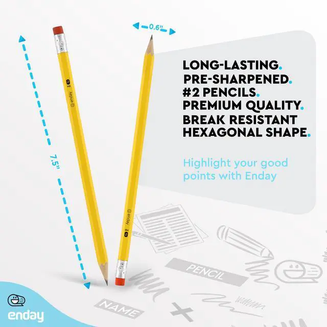 Alt view image 5 of 6 - Presharpened #2 Pencils 24 Count, Wood-Cased Yellow Sharpened Pencils with Latex-Free Eraser, for School, Office and Classroom Supplies