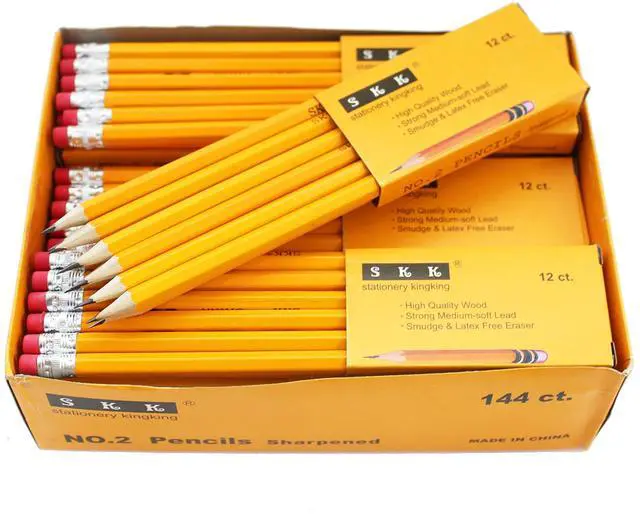 Main image of 144 Count Pre-sharpened #2 Pencils with Erasers Bulk Yellow HB Lead Pencils for Classroom, Home & Back to School No.2 Pencil Box, 144/Box
