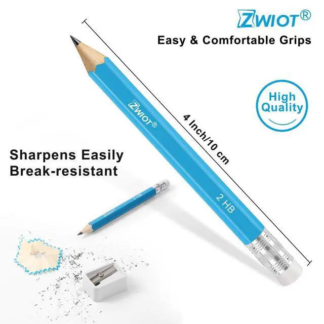 Alt view image 2 of 6 - Golf Pencils with Eraser, #2 HB Half,4" Mini,Pre-Sharpened,120/200/320 Count Pencils Wood Cased Short for Classroom, Office, School, Wedding and Party Game(Blue-120pcs)