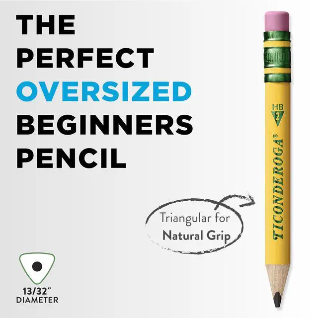 Alt view image 4 of 7 - My First Short Triangular Wood-Cased Pencils, #2 HB Soft, With Erasers, Yellow, 4 Count