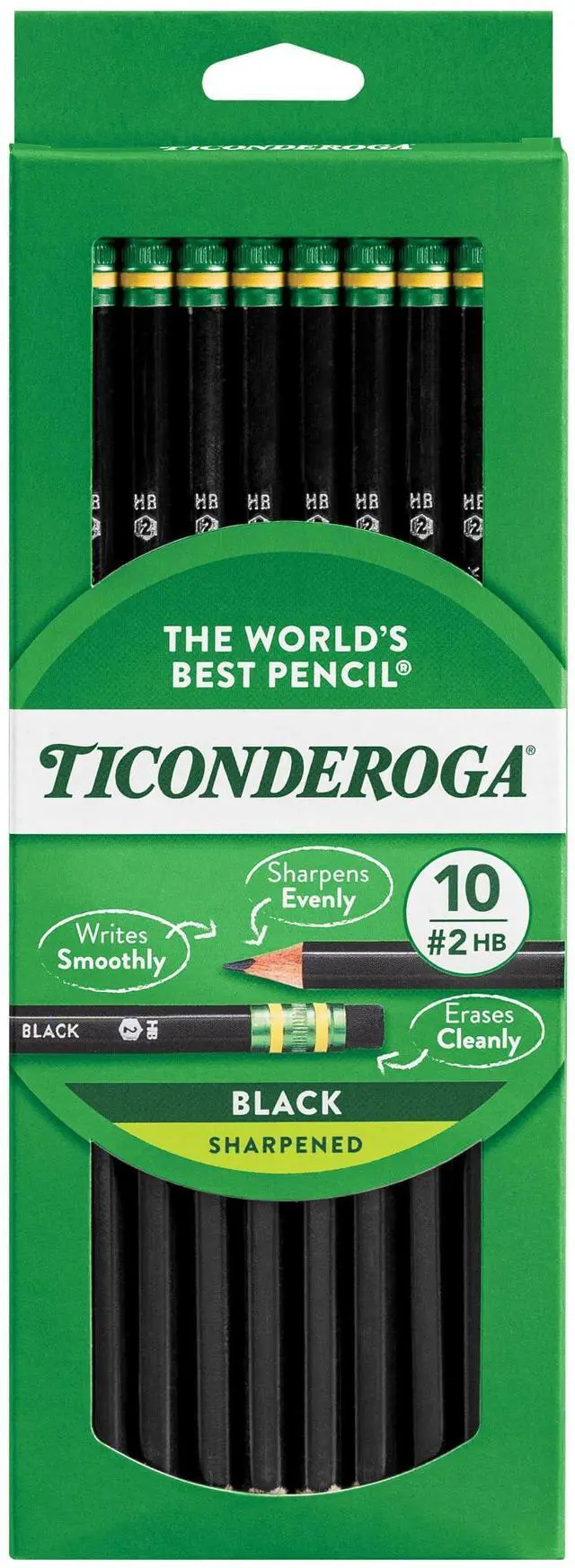 Main image of Wood-Cased Pencils, Pre-Sharpened, 2 HB Soft, Black, 10 Count