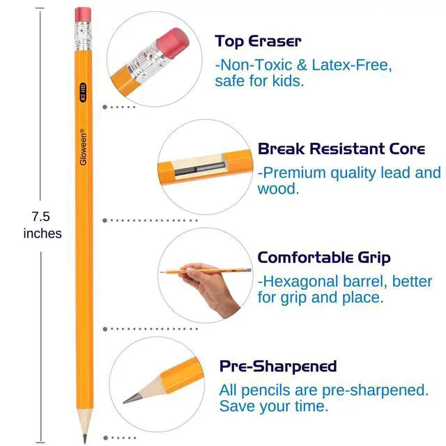 Alt view image 3 of 7 - Wood-Cased #2 HB Pencils, 50 Pack Pre-sharpened Pencils for Writing/Drawing/Sketching, Bulk Pack for Office School Classroom Supplies