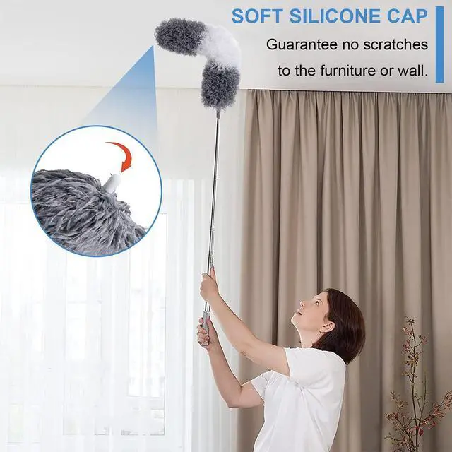 Alt view image 7 of 7 - Microfiber Duster Kit for High Ceiling (6pcs), Extendable Dusters for Cleaning with 100" Extension Pole, Long Feather Duster for Fan/Car, House Cleaning Tool Kit