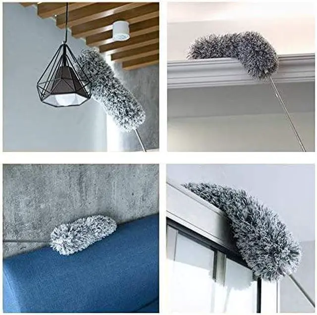 Alt view image 6 of 6 - Microfiber Duster with Extension Pole(Stainless Steel), Extra Long 100 inches, with Bendable Head, Extendable Duster for Cleaning High Ceiling Fan, Interior Roof, Cobweb, Gap Dust Wet or Dry