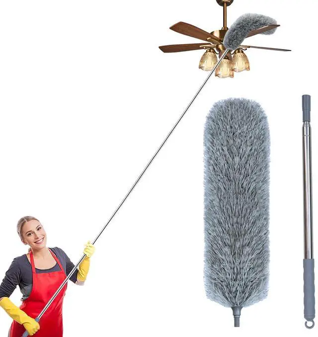 Main image of Microfiber Feather Duster with Extendable Pole, 100-inch Extra-Long Dusters Telescoping Cobweb Duster for Cleaning, Bendable and Washable Microfiber Head, Duster for High Ceiling, Fan, Furniture