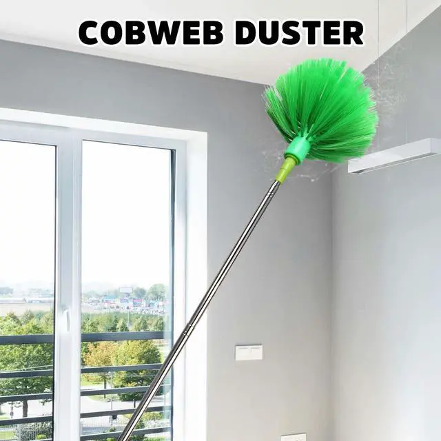 Alt view image 2 of 7 - Cobweb Duster with Extension Pole, Ceiling Fan Duster with Long Handle, Spider Web Brush Flat Duster for Under Appliances High Ceilings Outdoor