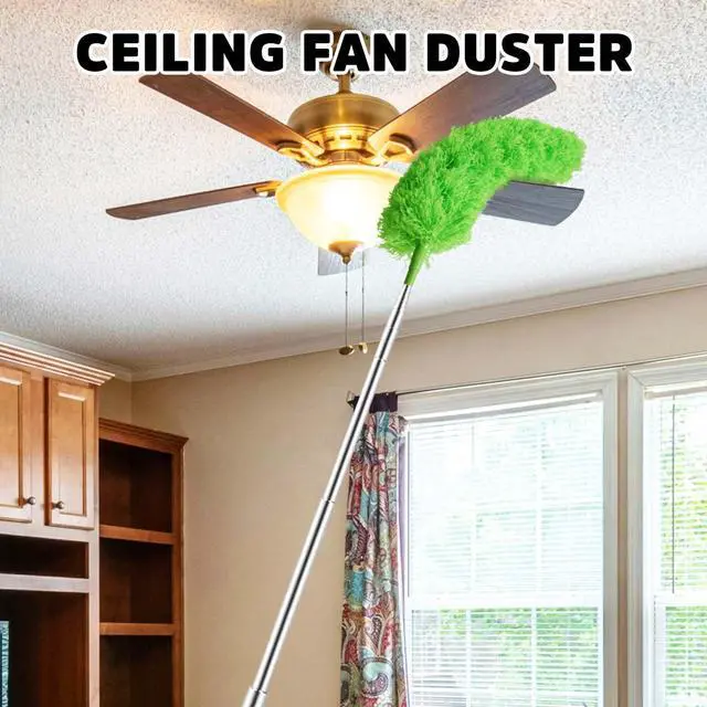 Alt view image 3 of 7 - Cobweb Duster with Extension Pole, Ceiling Fan Duster with Long Handle, Spider Web Brush Flat Duster for Under Appliances High Ceilings Outdoor