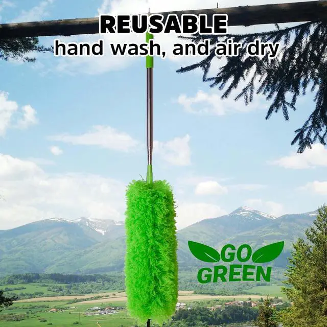 Alt view image 6 of 7 - Cobweb Duster with Extension Pole, Ceiling Fan Duster with Long Handle, Spider Web Brush Flat Duster for Under Appliances High Ceilings Outdoor