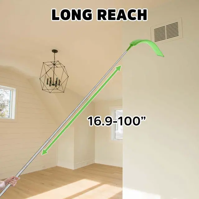 Alt view image 5 of 7 - Cobweb Duster with Extension Pole, Ceiling Fan Duster with Long Handle, Spider Web Brush Flat Duster for Under Appliances High Ceilings Outdoor