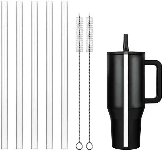 Main image of Replacement Straws for Hydrojug traveler 40 oz, Reusable Plastic Straws Compatible with Hydrojug Cup, Clear Transparent Straight Drinking Straws, Set of 5 Reusable Straws with 2 Cleaning Brushes
