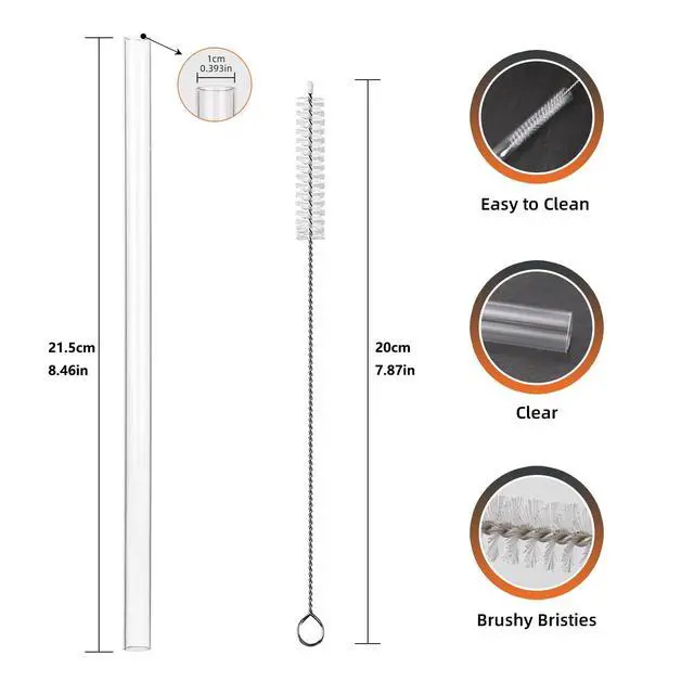 Alt view image 4 of 7 - Replacement Straws for Hydrojug traveler 40 oz, Reusable Plastic Straws Compatible with Hydrojug Cup, Clear Transparent Straight Drinking Straws, Set of 5 Reusable Straws with 2 Cleaning Brushes