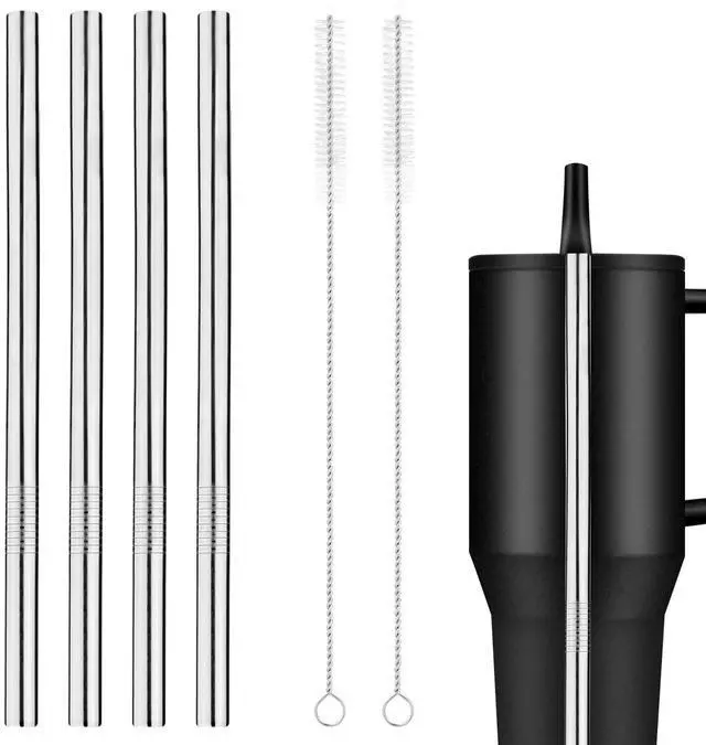 Main image of 4 Pack Stainless Steel Replacement Straw for Hydrojug Traveler 32 oz, 4 Reusable Water Bottle Straws with 2 Cleaning Brush for Hydrojug Traveler Tumbler Parts Accessories, Dishwasher Safe