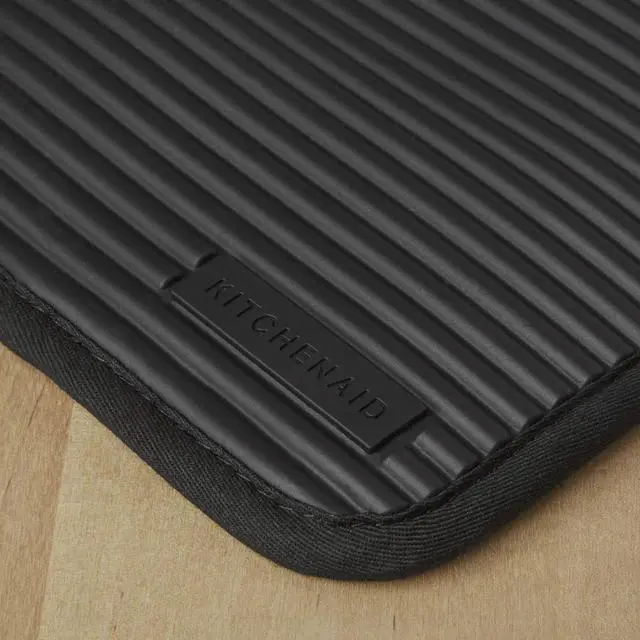 Alt view image 2 of 4 - Ribbed Soft Silicone Pot Holder 2-Pack Set, Matte Black, 7"x9"