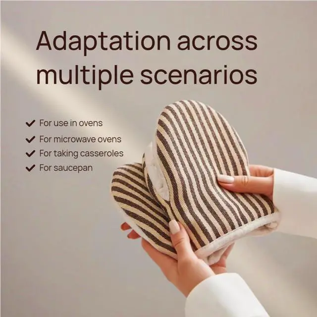 Alt view image 4 of 7 - Heat Resistant Mini Oven Mitts 2-Pack - 500°F Heat Protection Cotton Striped Oven Gloves, Small Non-Slip Duckbill Design Mitt for Baking, Grilling, BBQ, Kitchen Pot Holders Set (5.5" x 7.1", Coffee)