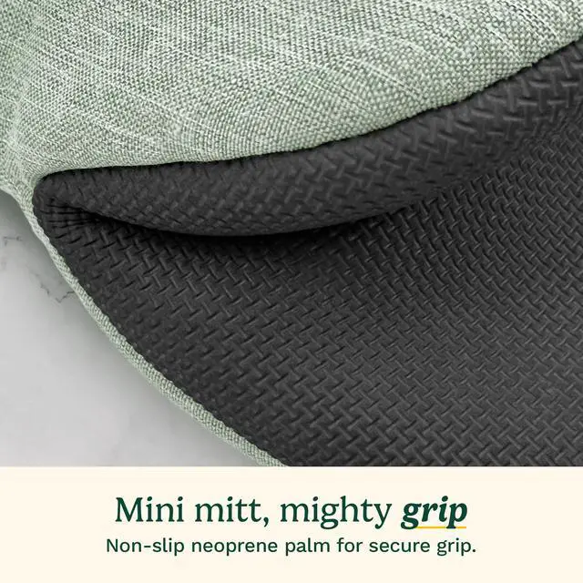 Alt view image 4 of 6 - Cuisinart Mini Oven Mitts 5.5 x 7 Heat-Resistant Kitchen Mitts for Oven with Non-Slip Neoprene Palm, Cotton Filling, and Fabric Loop Durable Oven Mitt Set for Cooking & Baking (Chambray)