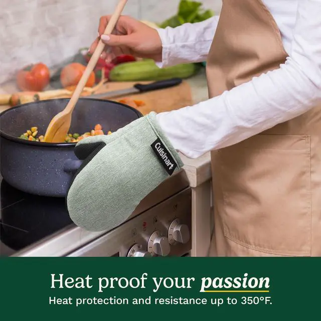 Alt view image 3 of 6 - Cuisinart Mini Oven Mitts 5.5 x 7 Heat-Resistant Kitchen Mitts for Oven with Non-Slip Neoprene Palm, Cotton Filling, and Fabric Loop Durable Oven Mitt Set for Cooking & Baking (Chambray)