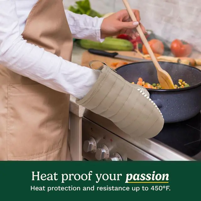 Alt view image 3 of 7 - Cuisinart Mini Oven Mitts 5.5 x 8 Heat-Resistant Kitchen Mitts for Oven with Non-Slip Printed Silicone, Cotton Filling, and Faux Leather Loop Durable Oven Mitt Set for Cooking & Baking