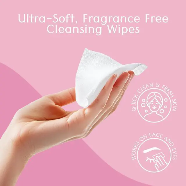 Alt view image 6 of 7 - Pink Micellar Makeup Remover Wipes - 25ct Individually Wrapped Travel Size Facial Cleansing Wipes with Vitamin E, Gentle Face Wipes for Sensitive Skin, Gift for Women & Girls