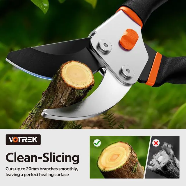 Alt view image 2 of 7 - Pruning Shears, 8.5 Professional Garden Pruner with Jam-Proof Spring & Ever-Sharp SK5 Blade, Ergonomic Bypass Clippers for Rose, Tree Trimming, Heavy Duty Bonsai Scissor for Weak Hand