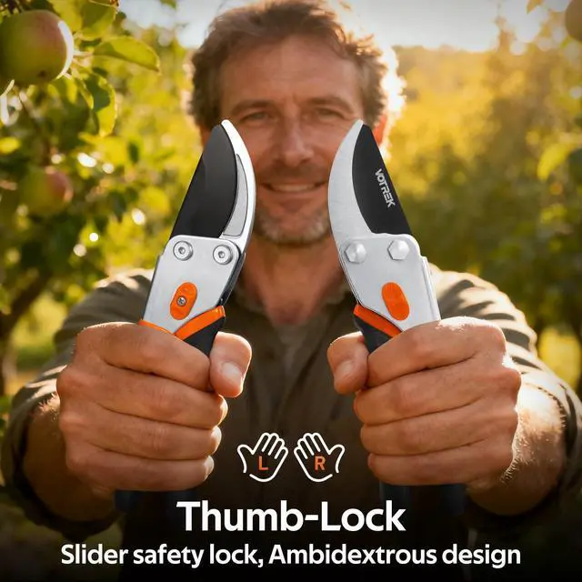 Alt view image 4 of 7 - Pruning Shears, 8.5 Professional Garden Pruner with Jam-Proof Spring & Ever-Sharp SK5 Blade, Ergonomic Bypass Clippers for Rose, Tree Trimming, Heavy Duty Bonsai Scissor for Weak Hand
