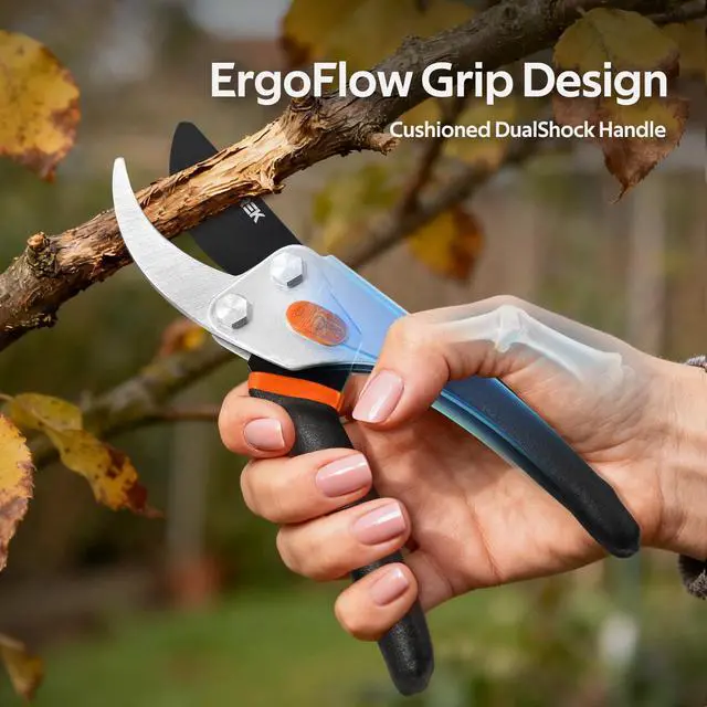 Alt view image 7 of 7 - Pruning Shears, 8.5 Professional Garden Pruner with Jam-Proof Spring & Ever-Sharp SK5 Blade, Ergonomic Bypass Clippers for Rose, Tree Trimming, Heavy Duty Bonsai Scissor for Weak Hand