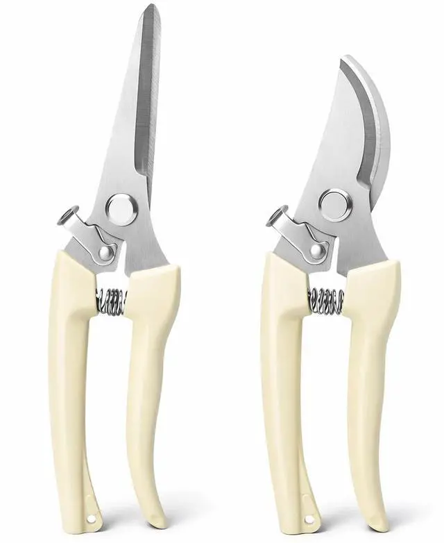 Main image of Pruning Shears,2Pcs Pruning Shears for Gardening,Professional Garden Shears for Flowers, Bonsai and Fruits Picking (1pc Straight & 1pc Curved)