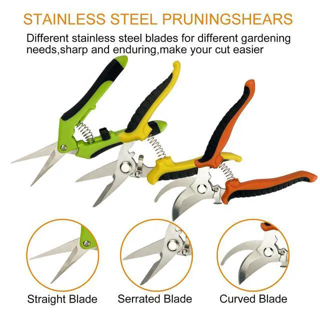 Alt view image 4 of 6 - Pruning Shears, 4 Pack Garden Shears with Gardening gloves, Clippers Handheld, Stainless Steel Garden Snips, Lengnoyp Pruners for Gardening