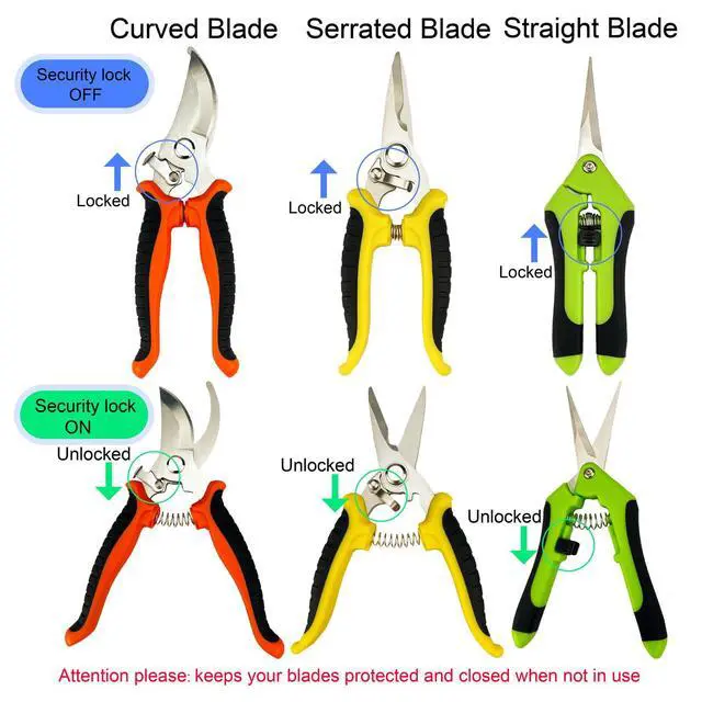 Alt view image 5 of 6 - Pruning Shears, 4 Pack Garden Shears with Gardening gloves, Clippers Handheld, Stainless Steel Garden Snips, Lengnoyp Pruners for Gardening