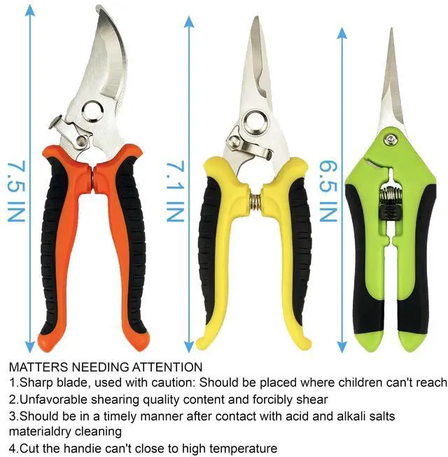 Alt view image 6 of 6 - Pruning Shears, 4 Pack Garden Shears with Gardening gloves, Clippers Handheld, Stainless Steel Garden Snips, Lengnoyp Pruners for Gardening