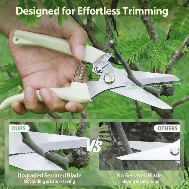 Alt view image 5 of 6 - 4PACK Pruning Shears, Stainless Steel Garden Shears, Sharp Handhled Gardening Scissors, Bypass & Straight Blade Garden Clippers for Plants, Flowers, Fruits Trees, Gardening Gifts for Women & Men