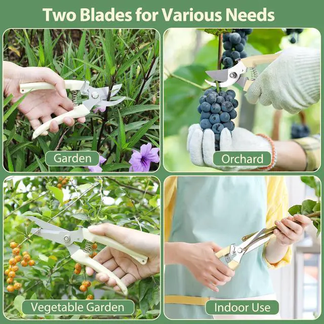 Alt view image 6 of 6 - 4PACK Pruning Shears, Stainless Steel Garden Shears, Sharp Handhled Gardening Scissors, Bypass & Straight Blade Garden Clippers for Plants, Flowers, Fruits Trees, Gardening Gifts for Women & Men