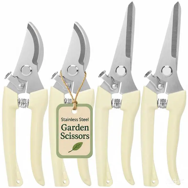 Main image of 4PACK Pruning Shears, Stainless Steel Garden Shears, Sharp Handhled Gardening Scissors, Bypass & Straight Blade Garden Clippers for Plants, Flowers, Fruits Trees, Gardening Gifts for Women & Men