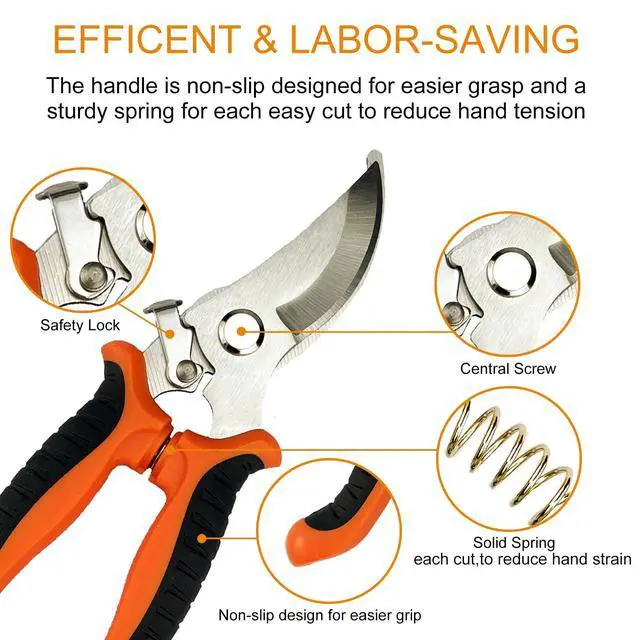 Alt view image 3 of 6 - Pruning Shears, 4 Pack Garden Shears with Gardening gloves, Clippers Handheld, Stainless Steel Garden Snips, Lengnoyp Pruners for Gardening