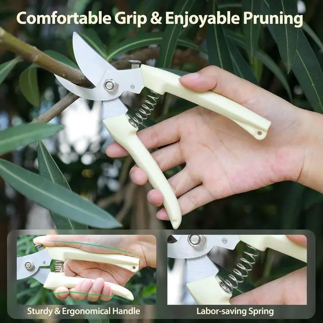Alt view image 4 of 6 - 4PACK Pruning Shears, Stainless Steel Garden Shears, Sharp Handhled Gardening Scissors, Bypass & Straight Blade Garden Clippers for Plants, Flowers, Fruits Trees, Gardening Gifts for Women & Men